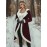 Women'S Y2K Retro Double-Breasted Faux Fur Coat - Burgundy & White, Asymmetrical Hem, Loose Fit, Long Sleeve, Winter Outerwear for Fall/Winter, Winter Coat