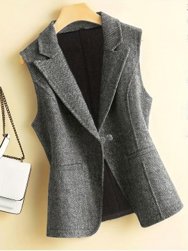 Vintage V-Neck Women'S Cardigan - Solid Color Gray, Long Sleeve, Button-Up Front, Lightweight & Breathable for Spring/Summer, Perfect for Casual or Office Wear, Office Cardigan | Vintage Style | Polyester Fabric