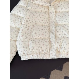 [Cozy Fleece-Lined Jacket] Cozy Fleece-Lined Jacket | Women's Zip-Up with Floral Pattern | Long Sleeve, Button-Up Front for Fall & Winter