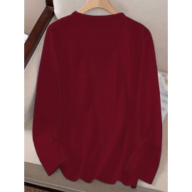 Women's Fox & Floral Graphic Print Long Sleeve T-Shirt - Soft Stretch Crew Neck Casual Top for Spring & Fall, Machine Washable Regular Fit, Medium Elasticity Shirt