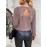 Women'S Elegant V-Neck Long Sleeve Sweater - Backless Design with Lace-like Back Panel, Soft Brown Round Neck Pullover for Spring/Fall, Casual & Formal Outfits