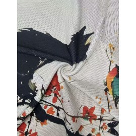 [Lightweight|Vneck Sweater] Lightweight|Vneck Sweater | Women's Elegant V-Neck Sweater with Colorful Cat & Floral Print - Long Sleeve, Button-Up Front, Perfect for Fall/Winter Commute & Casual Outings, Autumn Winter Apparel | Construction, Cat Sweater